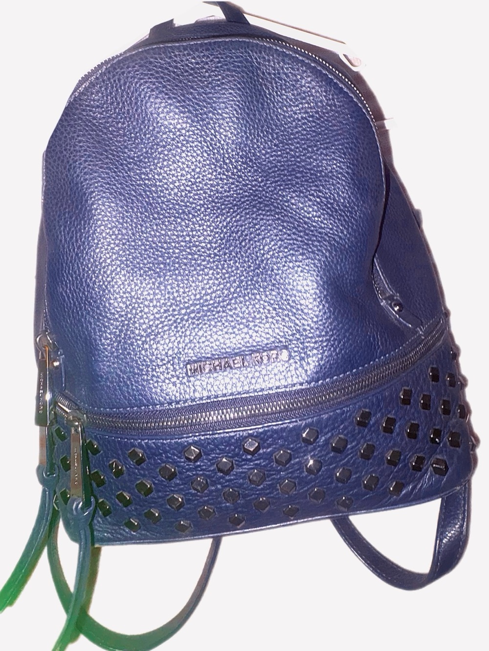 Michael Kors Deep Blue Pebbled Leather Studded Backpack